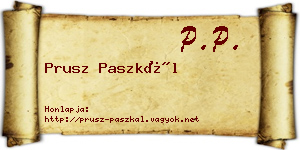 Prusz Paszkál névjegykártya